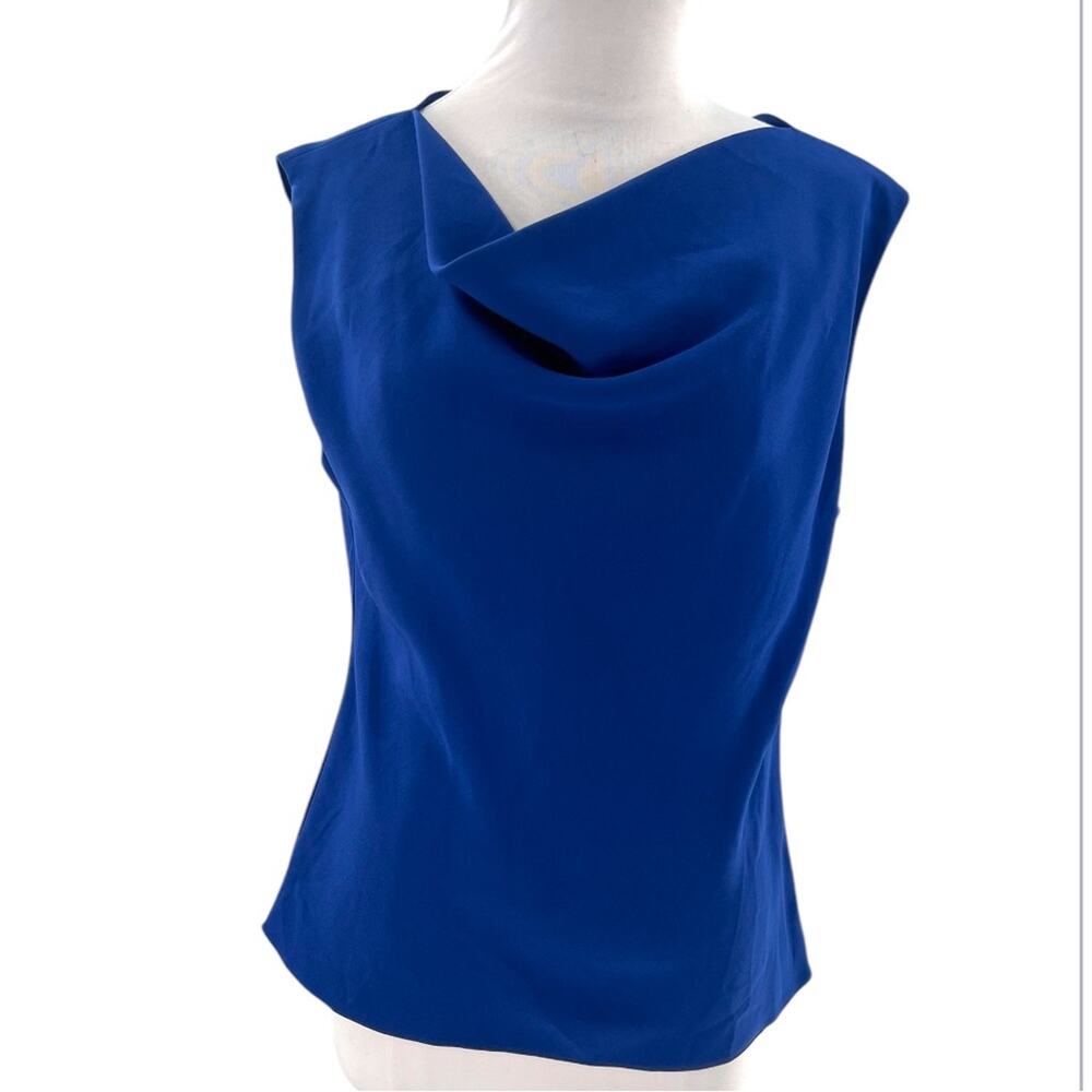 Theory draped boatneck classic crepe blue sz L